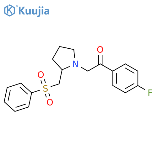 1-{2-[(benzenesulfonyl)methyl]pyrrolidin-1-yl}-2-(4-fluorophenyl)ethan-1-one structure