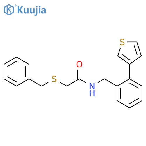 2-(benzylthio)-N-(2-(thiophen-3-yl)benzyl)acetamide structure