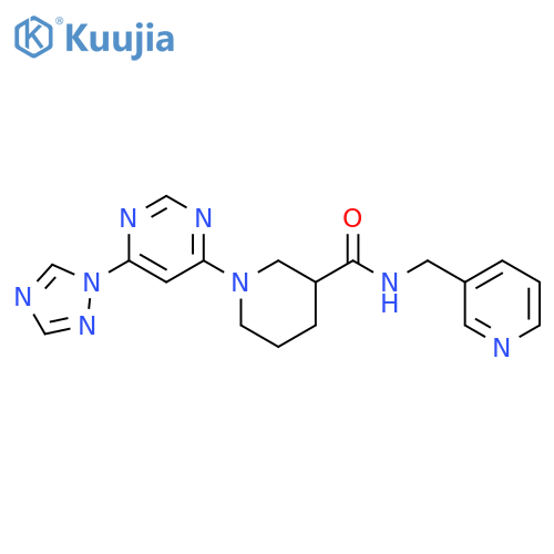 3-Piperidinecarboxamide, N-(3-pyridinylmethyl)-1-[6-(1H-1,2,4-triazol-1-yl)-4-pyrimidinyl]- structure