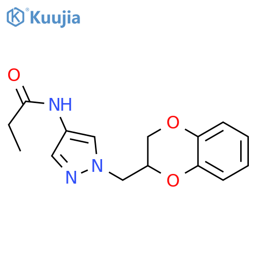 N-[1-(2,3-dihydro-1,4-benzodioxin-3-ylmethyl)pyrazol-4-yl]propanamide structure