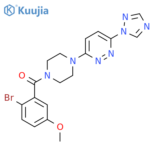 (4-(6-(1H-1,2,4-triazol-1-yl)pyridazin-3-yl)piperazin-1-yl)(2-bromo-5-methoxyphenyl)methanone structure