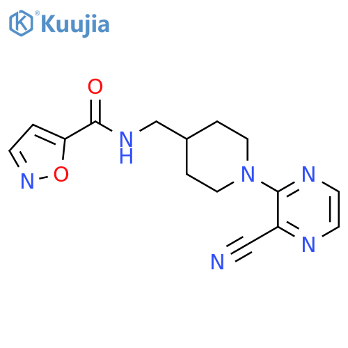 N-{[1-(3-cyanopyrazin-2-yl)piperidin-4-yl]methyl}-1,2-oxazole-5-carboxamide structure