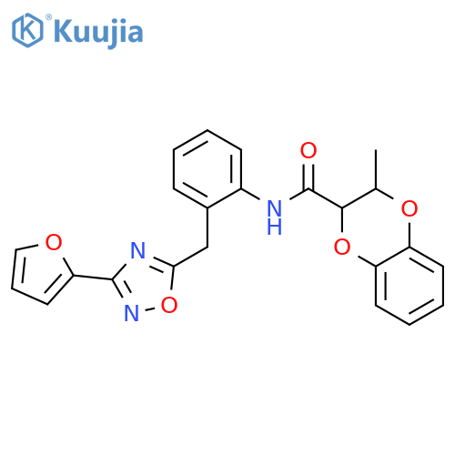 N-(2-{[3-(furan-2-yl)-1,2,4-oxadiazol-5-yl]methyl}phenyl)-3-methyl-2,3-dihydro-1,4-benzodioxine-2-carboxamide structure