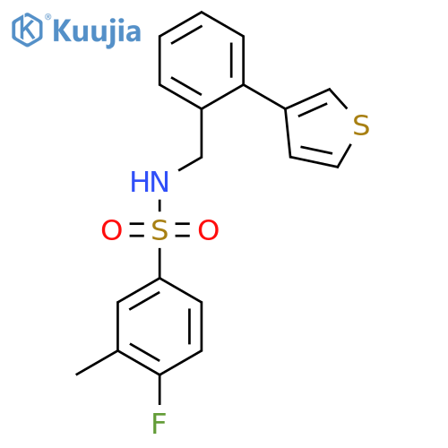 4-fluoro-3-methyl-N-(2-(thiophen-3-yl)benzyl)benzenesulfonamide structure