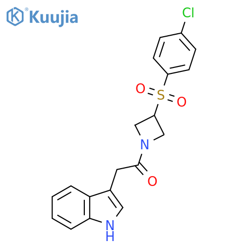 1-3-(4-chlorobenzenesulfonyl)azetidin-1-yl-2-(1H-indol-3-yl)ethan-1-one structure