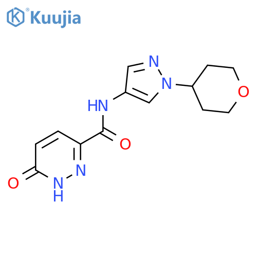6-oxo-N-(1-(tetrahydro-2H-pyran-4-yl)-1H-pyrazol-4-yl)-1,6-dihydropyridazine-3-carboxamide structure