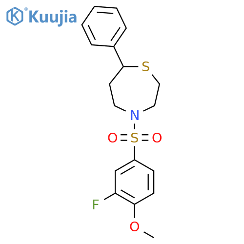 4-(3-fluoro-4-methoxybenzenesulfonyl)-7-phenyl-1,4-thiazepane structure