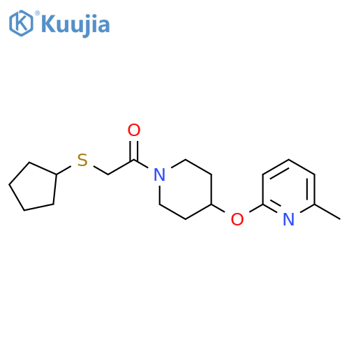 2-(cyclopentylsulfanyl)-1-{4-[(6-methylpyridin-2-yl)oxy]piperidin-1-yl}ethan-1-one structure
