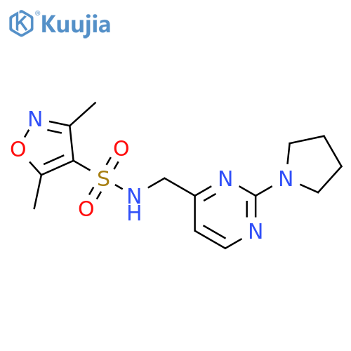 3,5-dimethyl-N-{[2-(pyrrolidin-1-yl)pyrimidin-4-yl]methyl}-1,2-oxazole-4-sulfonamide structure