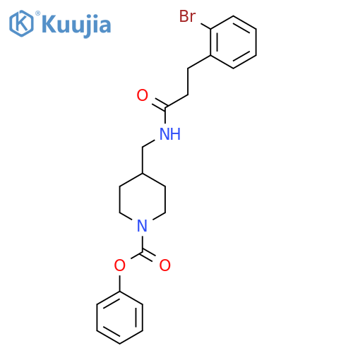 phenyl 4-{3-(2-bromophenyl)propanamidomethyl}piperidine-1-carboxylate structure