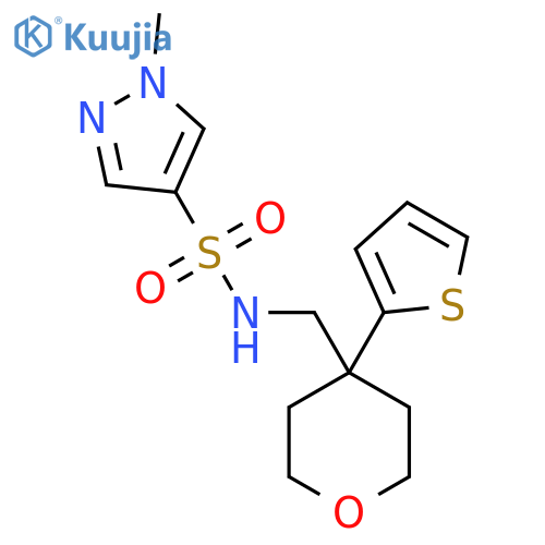1-methyl-N-{4-(thiophen-2-yl)oxan-4-ylmethyl}-1H-pyrazole-4-sulfonamide structure