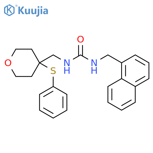 1-[(naphthalen-1-yl)methyl]-3-{[4-(phenylsulfanyl)oxan-4-yl]methyl}urea structure