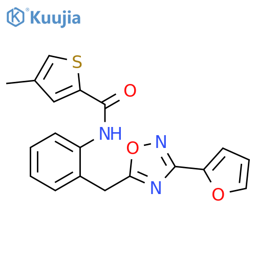 N-(2-{[3-(furan-2-yl)-1,2,4-oxadiazol-5-yl]methyl}phenyl)-4-methylthiophene-2-carboxamide structure