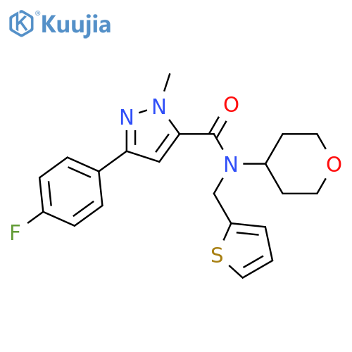 3-(4-fluorophenyl)-1-methyl-N-(oxan-4-yl)-N-[(thiophen-2-yl)methyl]-1H-pyrazole-5-carboxamide structure