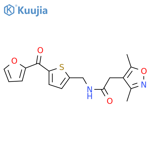 2-(3,5-dimethyl-1,2-oxazol-4-yl)-N-{[5-(furan-2-carbonyl)thiophen-2-yl]methyl}acetamide structure