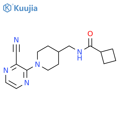 N-{[1-(3-cyanopyrazin-2-yl)piperidin-4-yl]methyl}cyclobutanecarboxamide structure