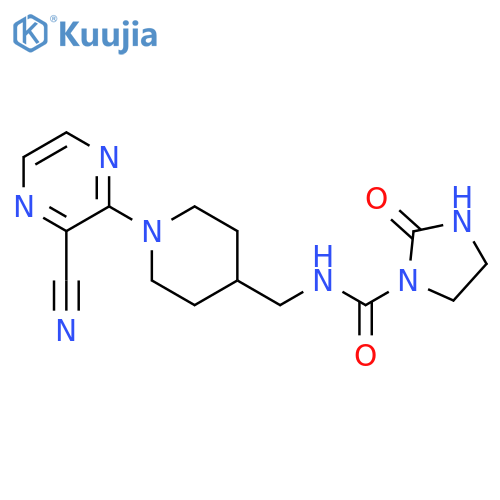 N-{[1-(3-cyanopyrazin-2-yl)piperidin-4-yl]methyl}-2-oxoimidazolidine-1-carboxamide structure