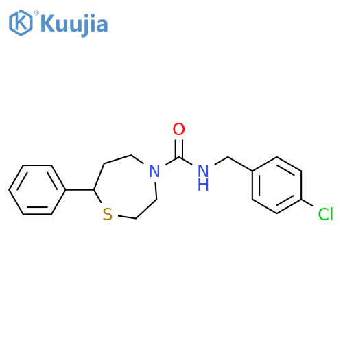 N-[(4-chlorophenyl)methyl]-7-phenyl-1,4-thiazepane-4-carboxamide structure