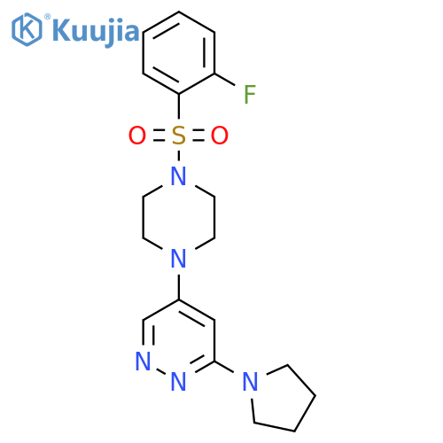 5-[4-(2-fluorobenzenesulfonyl)piperazin-1-yl]-3-(pyrrolidin-1-yl)pyridazine structure