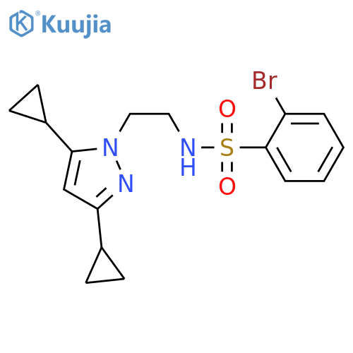 2-bromo-N-[2-(3,5-dicyclopropyl-1H-pyrazol-1-yl)ethyl]benzene-1-sulfonamide structure