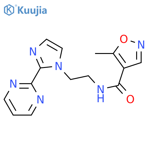 5-methyl-N-{2-2-(pyrimidin-2-yl)-1H-imidazol-1-ylethyl}-1,2-oxazole-4-carboxamide structure