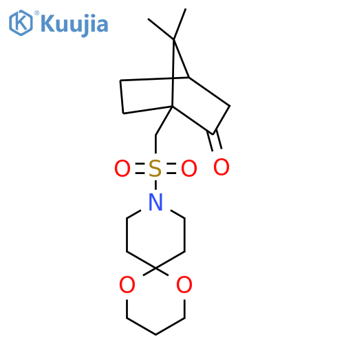 1-({1,5-dioxa-9-azaspiro[5.5]undecane-9-sulfonyl}methyl)-7,7-dimethylbicyclo[2.2.1]heptan-2-one structure