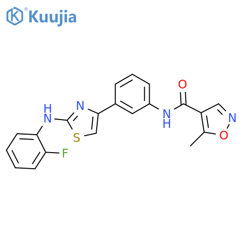 N-[3-[2-(2-fluoroanilino)-1,3-thiazol-4-yl]phenyl]-5-methyl-1,2-oxazole-4-carboxamide structure