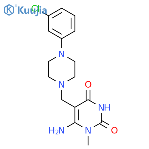 6-Amino-5-{[4-(3-chlorophenyl)piperazin-1-yl]methyl}-1-methyl-1,2,3,4-tetrahydropyrimidine-2,4-dione structure