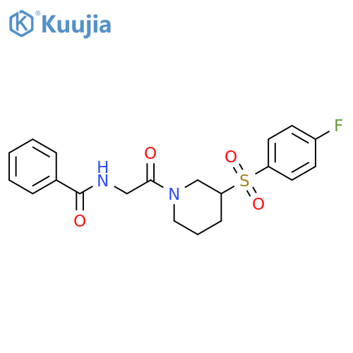 N-{2-[3-(4-fluorobenzenesulfonyl)piperidin-1-yl]-2-oxoethyl}benzamide structure