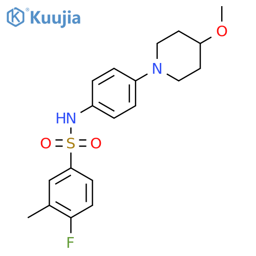4-fluoro-N-4-(4-methoxypiperidin-1-yl)phenyl-3-methylbenzene-1-sulfonamide structure