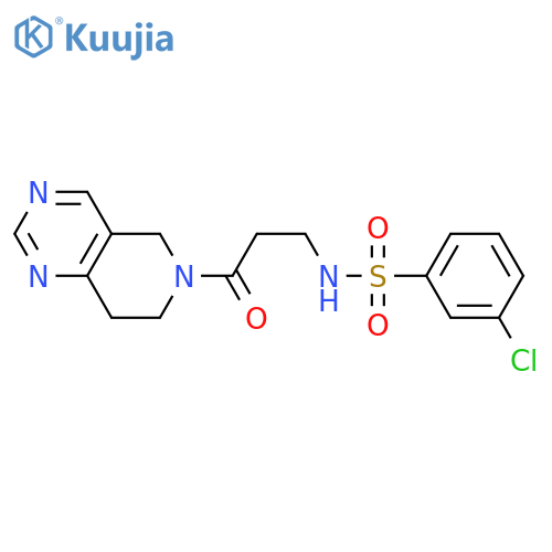 3-chloro-N-[3-(7,8-dihydro-5H-pyrido[4,3-d]pyrimidin-6-yl)-3-oxopropyl]benzenesulfonamide structure