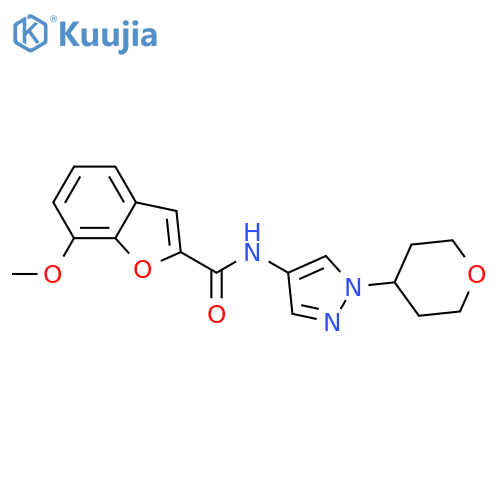 7-methoxy-N-[1-(oxan-4-yl)pyrazol-4-yl]-1-benzofuran-2-carboxamide structure