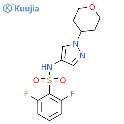 2,6-difluoro-N-(1-(tetrahydro-2H-pyran-4-yl)-1H-pyrazol-4-yl)benzenesulfonamide structure