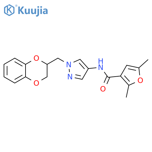 N-[1-[(2,3-Dihydro-1,4-benzodioxin-2-yl)methyl]-1H-pyrazol-4-yl]-2,5-dimethyl-3-furancarboxamide structure