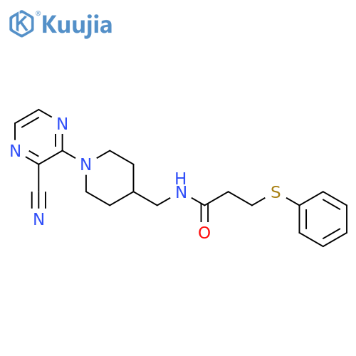N-{[1-(3-cyanopyrazin-2-yl)piperidin-4-yl]methyl}-3-(phenylsulfanyl)propanamide structure