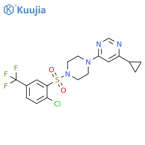 4-{4-[2-chloro-5-(trifluoromethyl)benzenesulfonyl]piperazin-1-yl}-6-cyclopropylpyrimidine structure