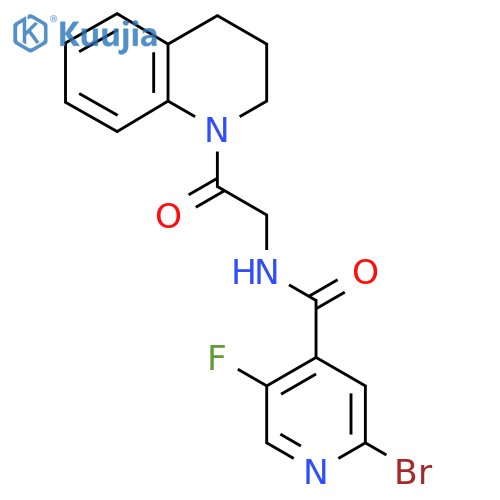 2-bromo-5-fluoro-N-[2-oxo-2-(1,2,3,4-tetrahydroquinolin-1-yl)ethyl]pyridine-4-carboxamide structure