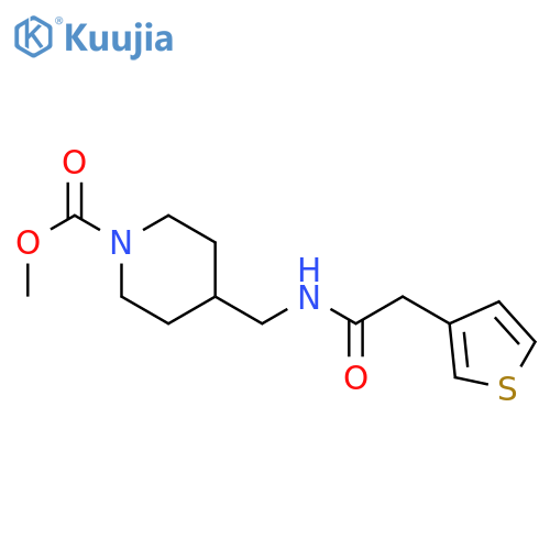 methyl 4-{2-(thiophen-3-yl)acetamidomethyl}piperidine-1-carboxylate structure