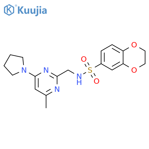 N-{[4-methyl-6-(pyrrolidin-1-yl)pyrimidin-2-yl]methyl}-2,3-dihydro-1,4-benzodioxine-6-sulfonamide structure