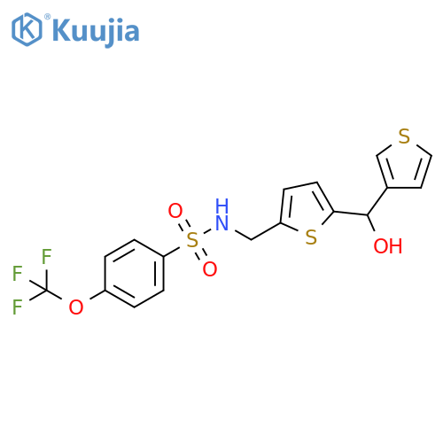 N-({5-[hydroxy(thiophen-3-yl)methyl]thiophen-2-yl}methyl)-4-(trifluoromethoxy)benzene-1-sulfonamide structure