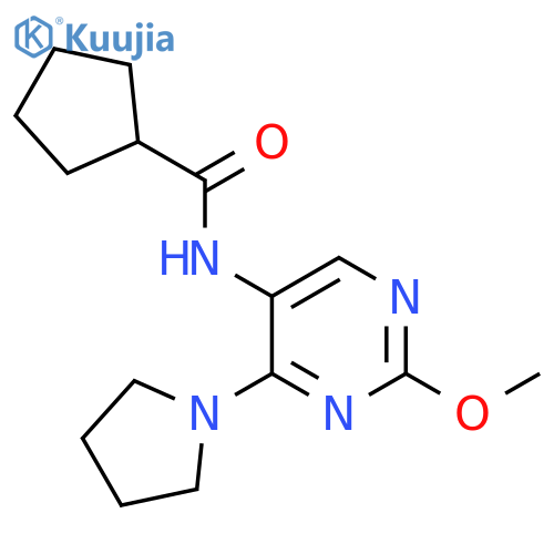 N-[2-methoxy-4-(pyrrolidin-1-yl)pyrimidin-5-yl]cyclopentanecarboxamide structure