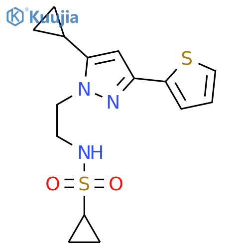 N-{2-[5-cyclopropyl-3-(thiophen-2-yl)-1H-pyrazol-1-yl]ethyl}cyclopropanesulfonamide structure
