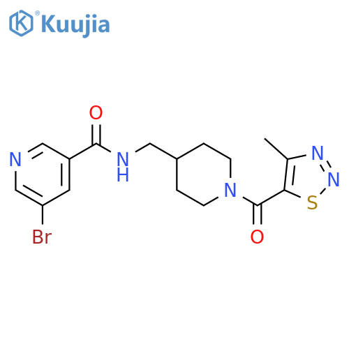 5-bromo-N-{1-(4-methyl-1,2,3-thiadiazole-5-carbonyl)piperidin-4-ylmethyl}pyridine-3-carboxamide structure