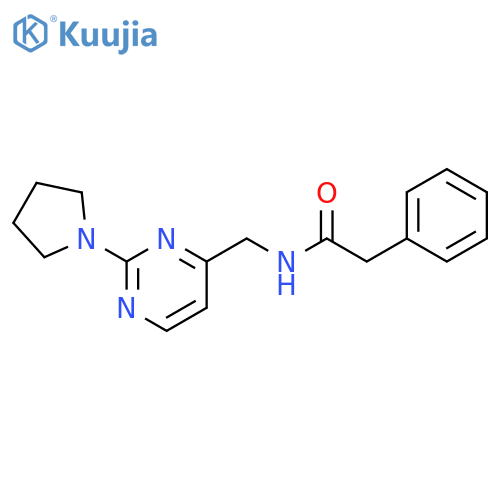 2-phenyl-N-{[2-(pyrrolidin-1-yl)pyrimidin-4-yl]methyl}acetamide structure