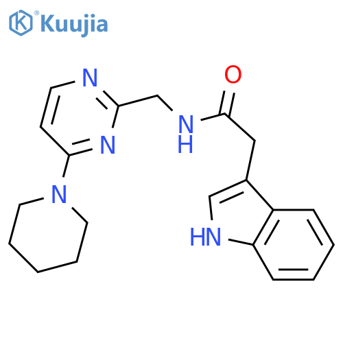 2-(1H-indol-3-yl)-N-{[4-(piperidin-1-yl)pyrimidin-2-yl]methyl}acetamide structure