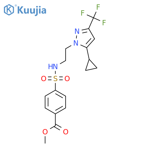 methyl 4-({2-5-cyclopropyl-3-(trifluoromethyl)-1H-pyrazol-1-ylethyl}sulfamoyl)benzoate structure