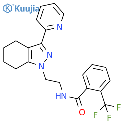 N-{2-[3-(pyridin-2-yl)-4,5,6,7-tetrahydro-1H-indazol-1-yl]ethyl}-2-(trifluoromethyl)benzamide structure