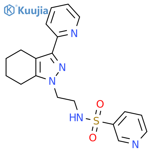 N-{2-[3-(pyridin-2-yl)-4,5,6,7-tetrahydro-1H-indazol-1-yl]ethyl}pyridine-3-sulfonamide structure