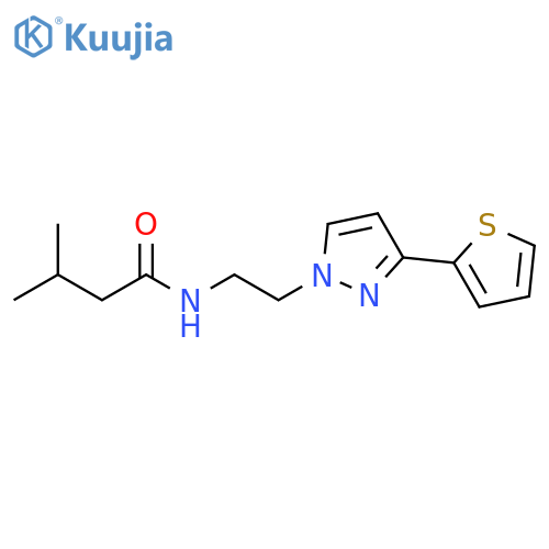 3-methyl-N-{2-[3-(thiophen-2-yl)-1H-pyrazol-1-yl]ethyl}butanamide structure