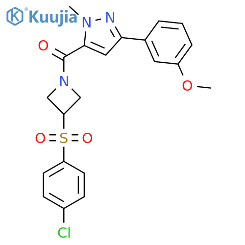 5-3-(4-chlorobenzenesulfonyl)azetidine-1-carbonyl-3-(3-methoxyphenyl)-1-methyl-1H-pyrazole structure